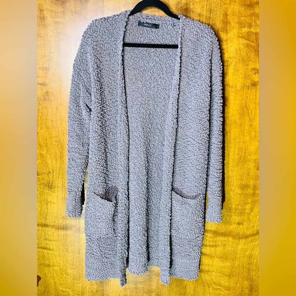 Zesica Gray Popcorn Knit Cardigan – Size S